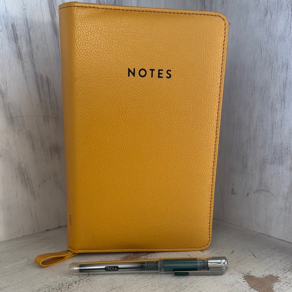 Yellow Leather Notebook with Pen